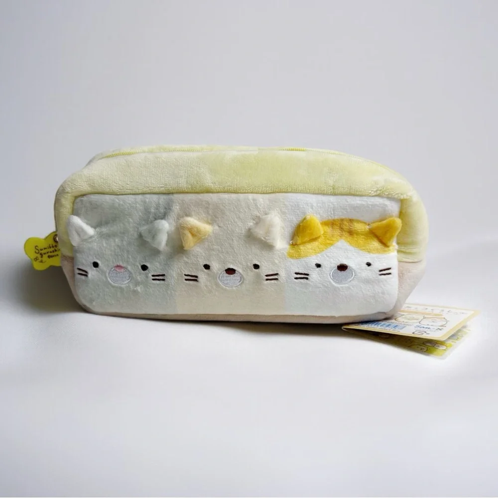 San X Japan Kawaii Plush Sumikko Gurashi Cat Pencil Case Pouch NEW